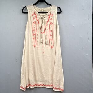 Cloth & People Mini Dress Small Western Embroidered Boho Hippie Cowgirl Neutral